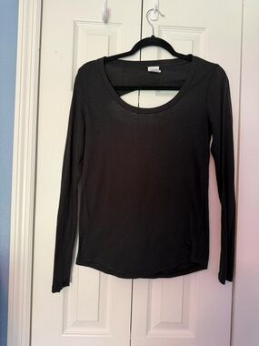 PINK Victoria's Secret Black Long-Sleeve Scoop Neck Top